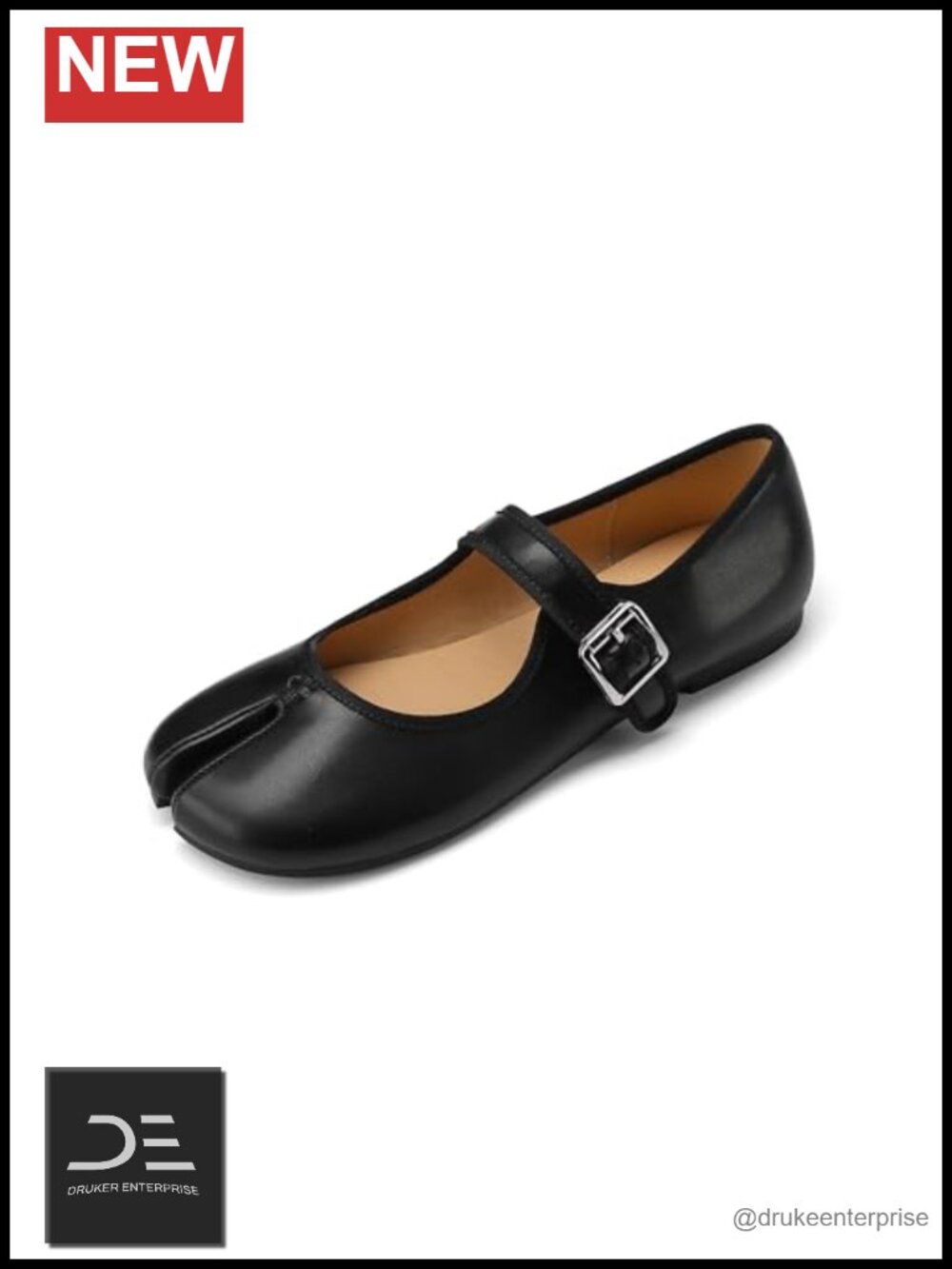 Women Tabi Flats Round Split Toe Ballet Shoes Buckle Strap Low Heels Mary Janes